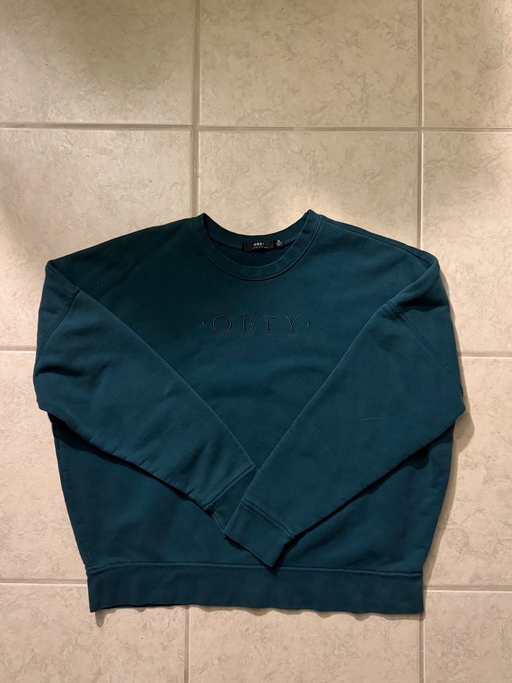 Obey Men's Crewneck Sweatshirt in Deep Teal